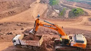 Heavy Equipment at Work &ndash; Doosan Excavator Loading Dumpers | Big Project Highlights | DX340
