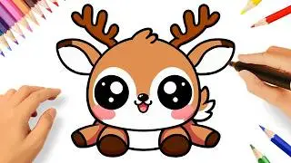 HOW TO DRAW A CUTE KAWAII DEER STEP BY STEP 🦌💟