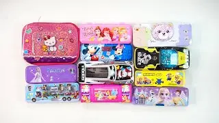 stationery unboxing collection of doreamon car, hello kitty pouch,unicorn magic,space car pencil box
