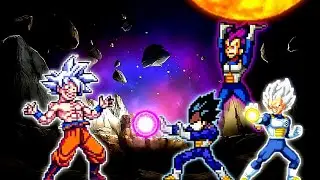 SON GOKU V3.4 OP (AF) VS VEGETA ULTRA EGO V3 OP, VEGETA MUI V3 OP & VEGETA UI V3 OP in Mugen
