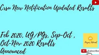 updated results UG/PG// updated results Feb 2020// crsu university//updated results declared..