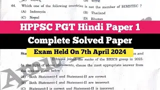 HPPSC PGT HINDI PAPER 1 COMPLETE SOLVED PAPER
