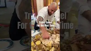 Жареный верблюд, подаётся с рисом и пряным йогуртом. Традиционное блюдо на Ближнем Востоке.