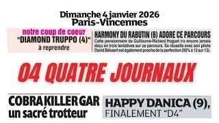 PRIX DE LILLE 04 QUATRE JOURNAUX WEEKEND GAZETTE GENY COURSE PARIS TURF DIMANCHE 04 JANVIER 26 