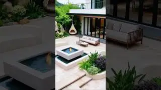 Modern Backyard Paradise: Fire Pit, Lounge Area & Greenery