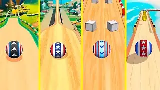 Going Ball vs Crazy Rolling Ball vs City Ball vs Sky Rolling Ball: PATRIOT Balls Battle! Race 1099