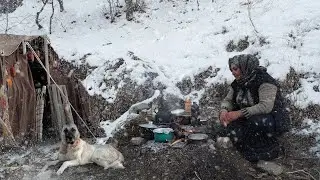 iran nomads lifestyle in WINTER - cold day with nomadic family