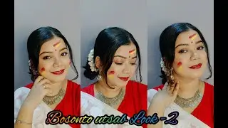 Holi / Bosonto Utsav Makeup Look -2 || Traditional Makeup In White Saree #shorts #bosontoutsablook