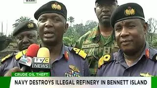 Crude oil theft: Navy destroys illegal refinery in  Bennett Island