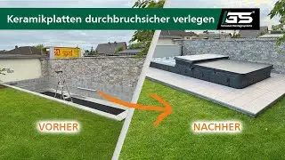 Durchbruchsichere Terrasse mit Platten um den Pool gebaut - DIY ALUECOFIX