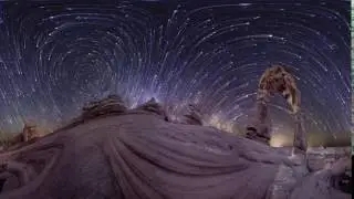 Time lapse video of stars diverging at equator