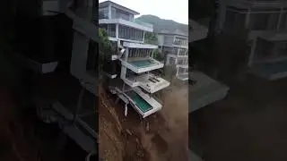 A luxury villa complex couldn&rsquo;t withstand the landslide and began to collapse