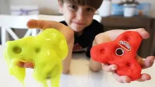 Fidget Spinner Made of Play Doh and Slimy DIY