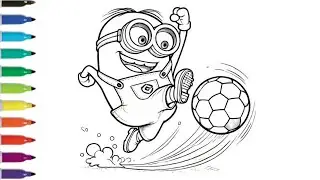How To Draw Minion football game Drawing, Painting & Colouring for Kids and Toddlers_ Kids Art