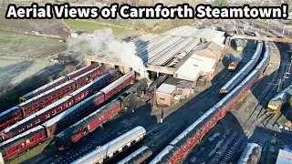 AERIAL VIEWS of Carnforth Steamtown, Sidings & Dave&rsquo;s Horse behind the Loco Shed..!
