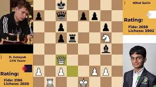 Internet game. Bullet. GM Nihal Sarin vs Denis Gotsyuk