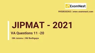 JIPMAT 2021 | Solutions | IIM Jammu | IIM Bodhgaya | VA Questions 11 to 20 | Previous Year Paper