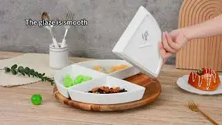 High Quality Ceramic Snack Serving Platter With 4pcs Ceramic Sauce Dish With Compartment Tray