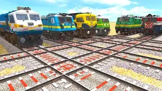 CRAZY 6 LINE BRANCHED RAILROAD CROSSING | 6 Trains Crossing Each Other &ndash; Train Simulator 2022
