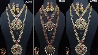 latest cz necklace jewellery designs||long haram necklace designs