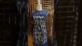 Scanlan Theodore, Blue Black White Abstract Print Lace Inset S Less Dress, Size 10