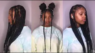 Medium Knotless Braids 🤍 | Heart Part With Beads| My First Time | Styled By Symone J .