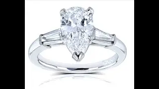 Kobelli Van Cleef Pear Brilliant Diamond Three Stone Engagement Ring