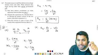 Two point masses m and M are held at rest at a large distance from each other. When released, they