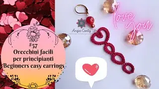 HD Bilingual tutorial n°57|Needletatting Chiacchierino ad ago| Orecchini lunghi Cuore| Long earrings