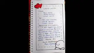 leave letter in english || leave letter for class teacher || leave application for school