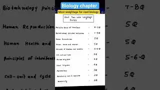 Neet 2026||  biology most weightage chapter|| biology chapter wise weightage for neet ug #neet