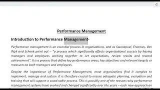 Performance Management || Introduction to performance Management||History of Performance Management
