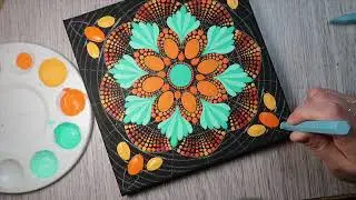 Orange and Teal Step by Step Dot Mandala Tutorial For Beginners