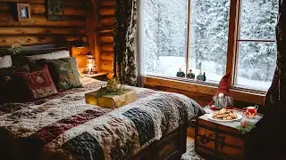 Christmas Morning in a Cozy Mountain Cabin | Soft Classical Music & Snow | A Warm Winter Day