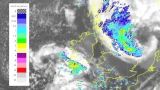 Satellite and rainfall radar showing the weather over the weekend