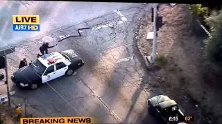 Spike Strip SLOW 5 MPH car chase FAIL. LAPD... This can't be serious. March 28 2014