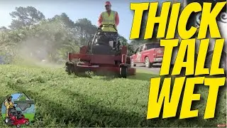 Mowing Tall Thick Wet St Augustine Grass