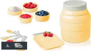 Comfify Mason Jar Kitchenware Set  Multi Piece Ceramic Decor Set w 4 Measuring