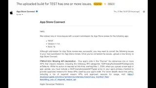 ITMS-91053: Missing API declaration - Your app’s code in the “Runner”