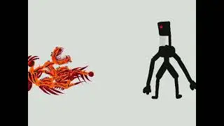 Orange crab monster vs man in white 