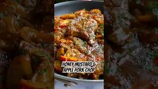 HONEY MUSTARD & APPLE PORK CHOPS🤤 Full recipe on begreedyeats.com! #easyrecipes #dinnerrecipes