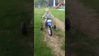 Yamaha PW 50 first ride by 1 year old Fred@vigosworld