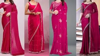 Hot pink saree designs 2026// saree for wedding #saree #viralvideo #designer #trendy