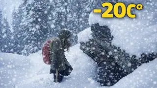 I Built a Cave Shelter in a -20&deg;C Snowstorm ❄️