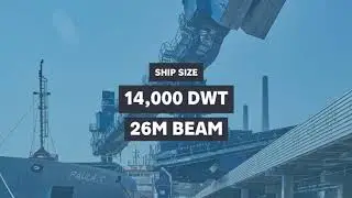 Unloading pellets by Siwertell continuously ship unloader at Orstedt, Copenhagen, Denmark