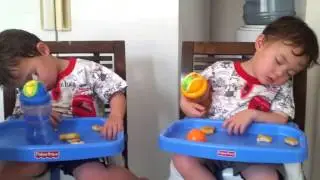 My babies twins fall asleep at lunch time