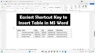Easiest Shortcut Key to Insert Table in MS Word