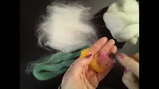 Materials and tools needed to make the needle-felted snowman