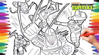 Ninja Turtles Battle Shredder Coloring Pages for Kids | Draw & Color TMNT Coloring Book