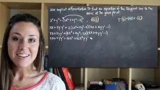 Use implicit differentiation to find the equation of the tangent line at a point (KristaKingMath)